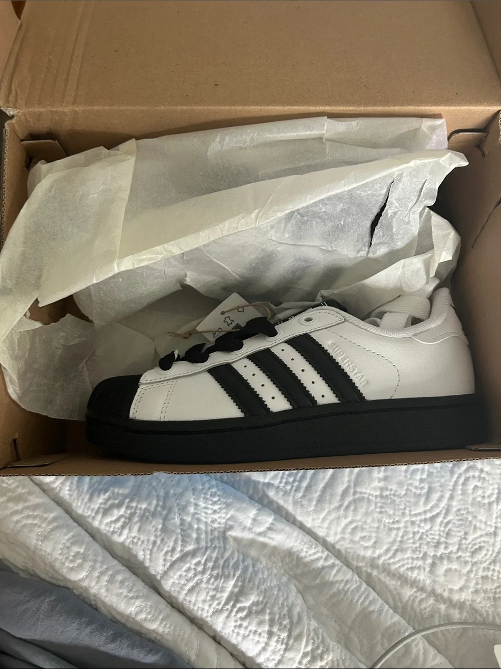adidas Kids Superstar II J Sneakers - White & Black Shell Toe Youth Unisex Size4